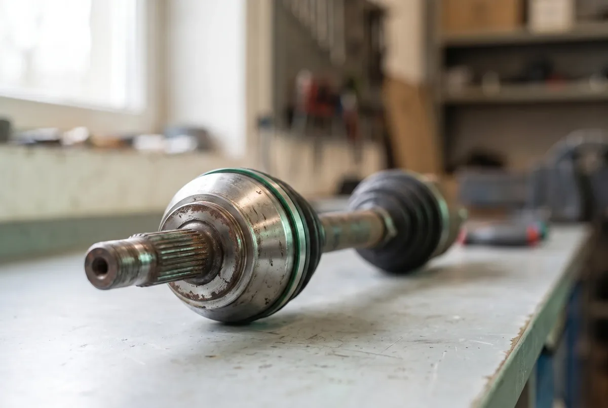 KI-generiertes Symbolbild: Gebrauchtes Antriebswellen vom Autoverwerter, geprüft und einbaufertig
