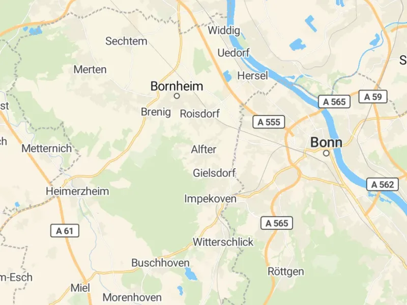 Karte des Einzugsgebiets, Autoverwertung Alfter