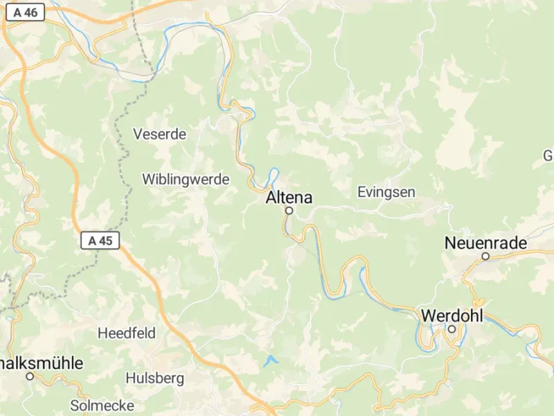 Karte des Einzugsgebiets, Autoverwertung Altena