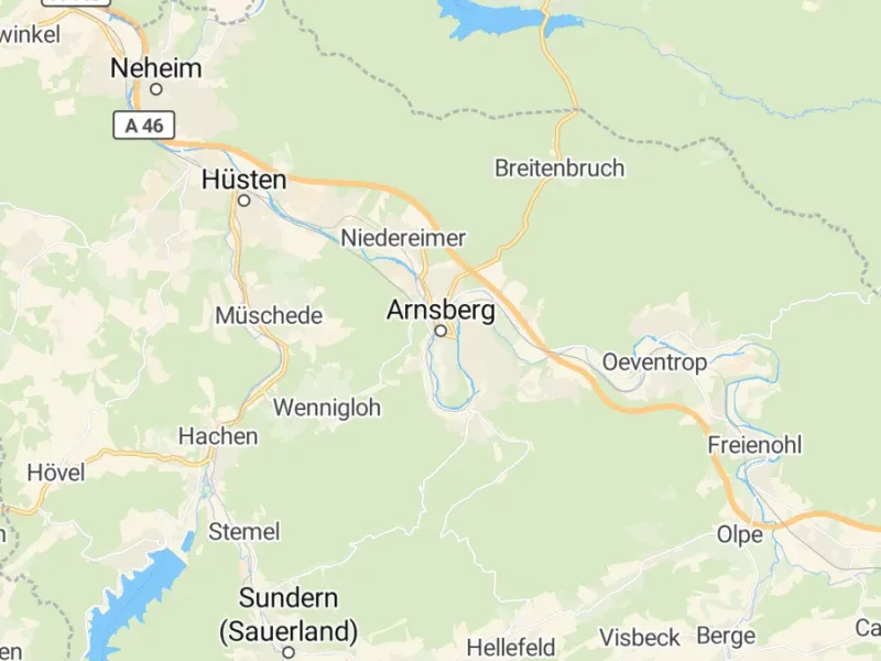 Karte des Einzugsgebiets, Autoverwertung Arnsberg
