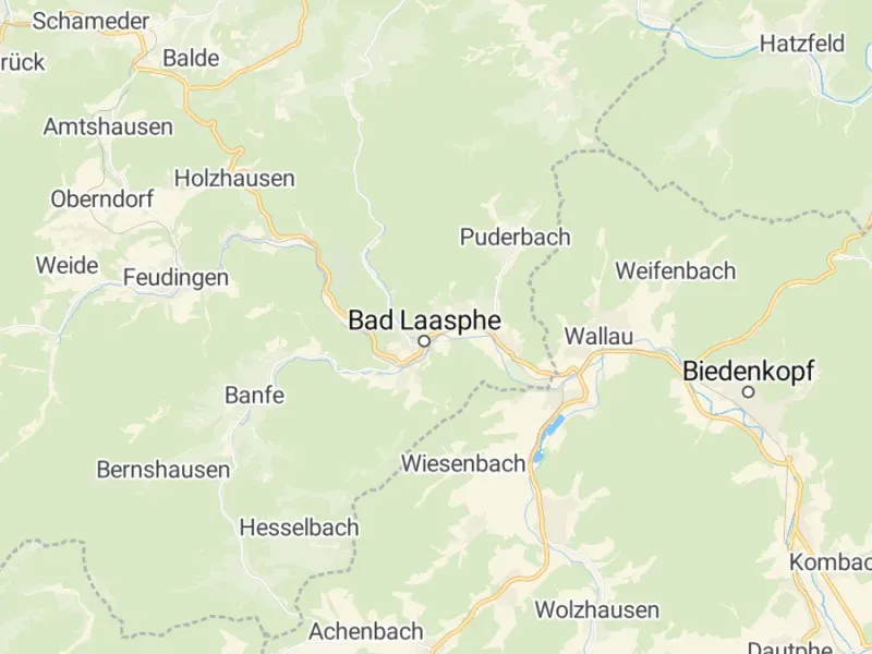 Karte des Einzugsgebiets, Autoverwertung Bad Laasphe