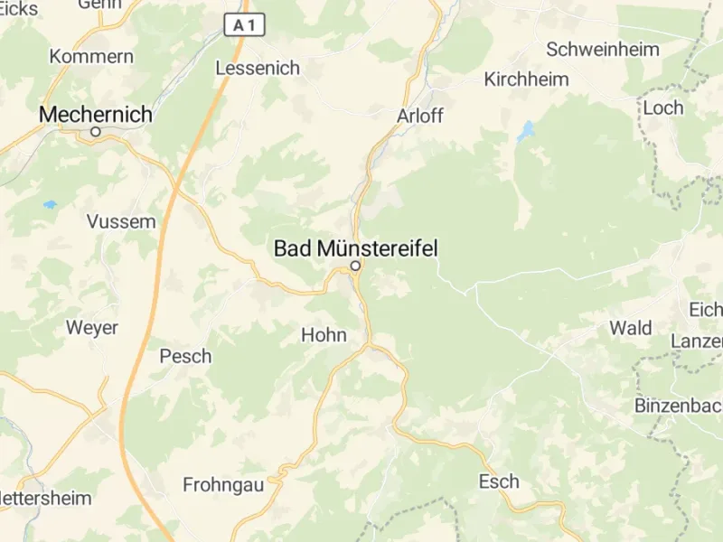 Karte des Einzugsgebiets, Autoverwertung Bad Münstereifel