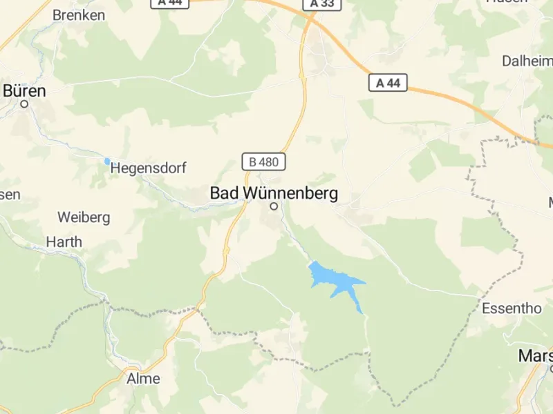 Karte des Einzugsgebiets, Autoverwertung Bad Wünnenberg
