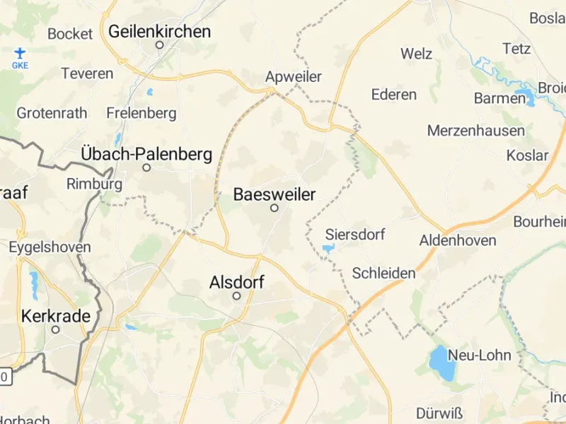 Karte des Einzugsgebiets, Autoverwertung Baesweiler
