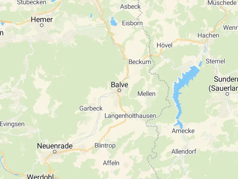 Karte des Einzugsgebiets, Autoverwertung Balve