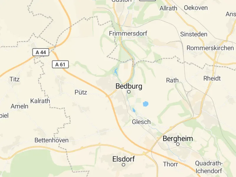 Karte des Einzugsgebiets, Autoverwertung Bedburg