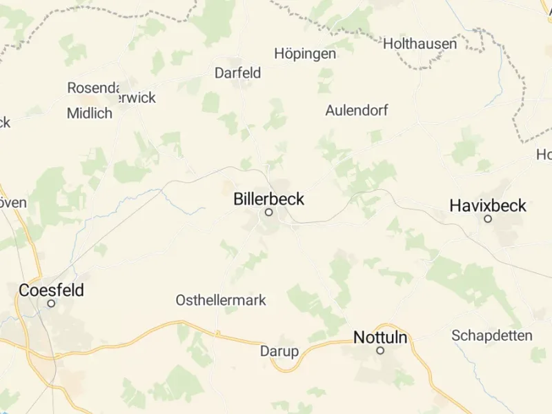 Karte des Einzugsgebiets, Autoverwertung Billerbeck