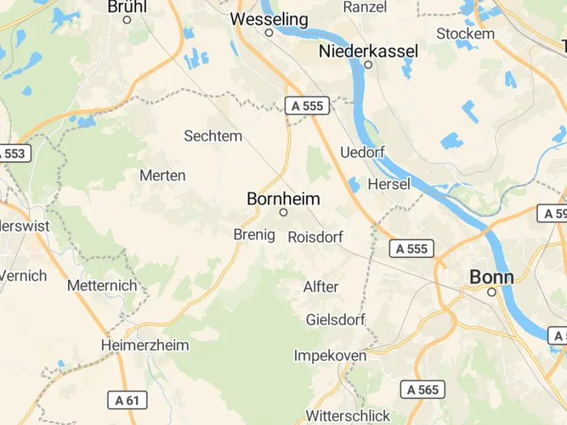 Karte des Einzugsgebiets, Autoverwertung Bornheim