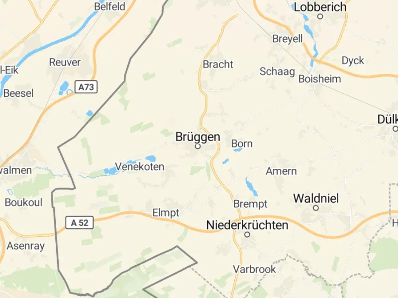 Karte des Einzugsgebiets, Autoverwertung Brüggen