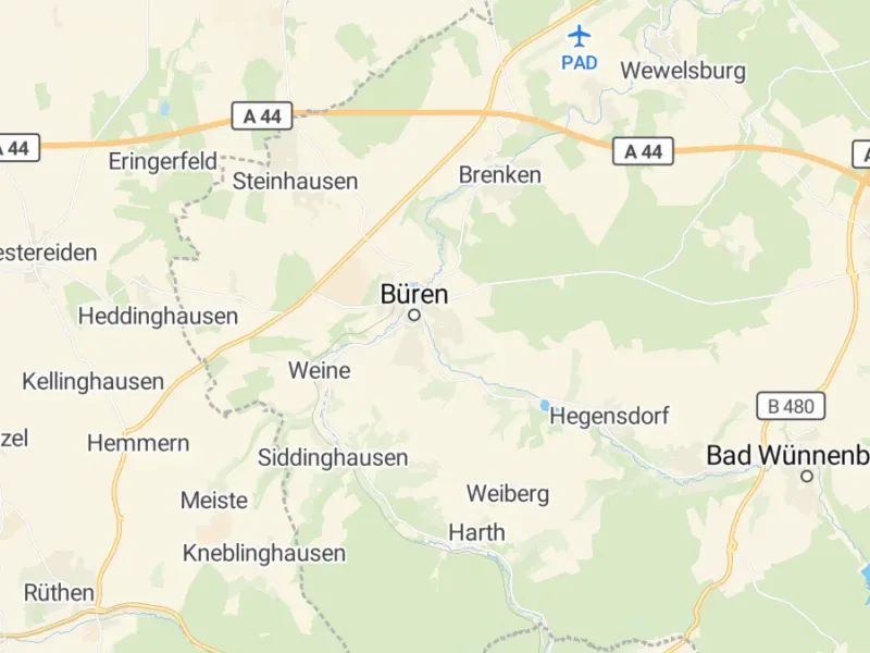 Karte des Einzugsgebiets, Autoverwertung Büren