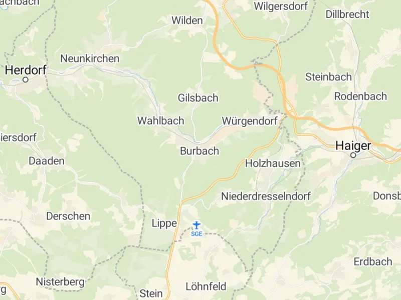 Karte des Einzugsgebiets, Autoverwertung Burbach