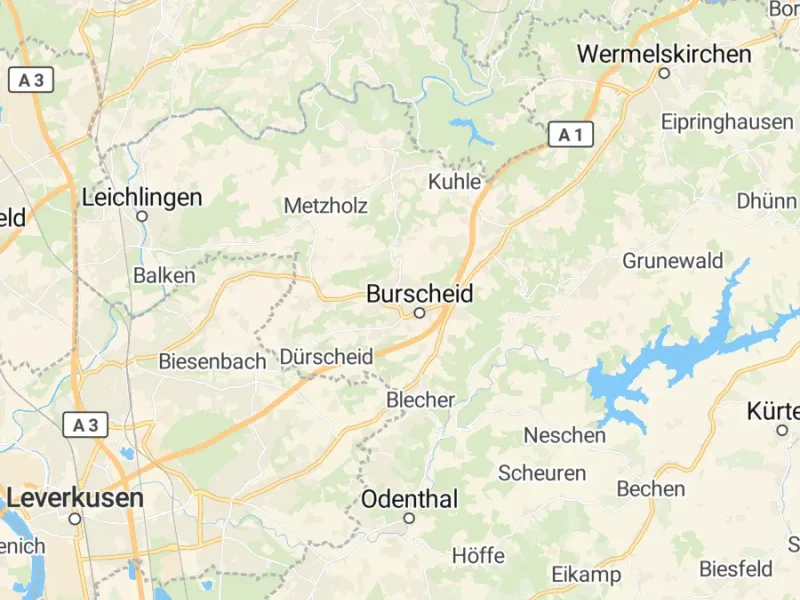 Karte des Einzugsgebiets, Autoverwertung Burscheid