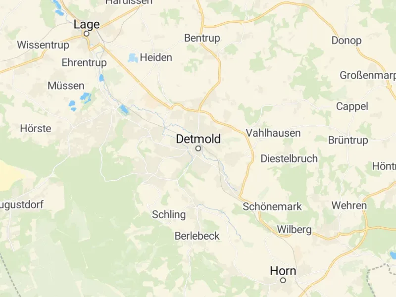 Karte des Einzugsgebiets, Autoverwertung Detmold