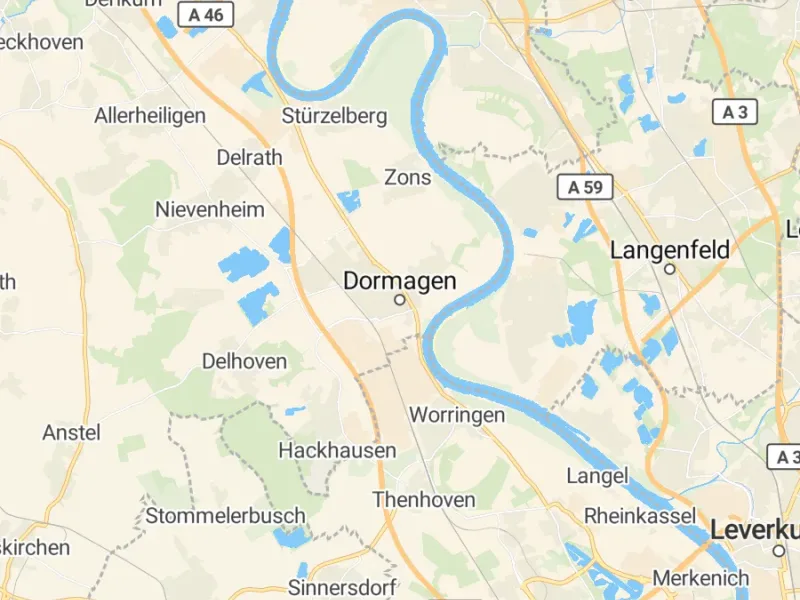 Karte des Einzugsgebiets, Autoverwertung Dormagen