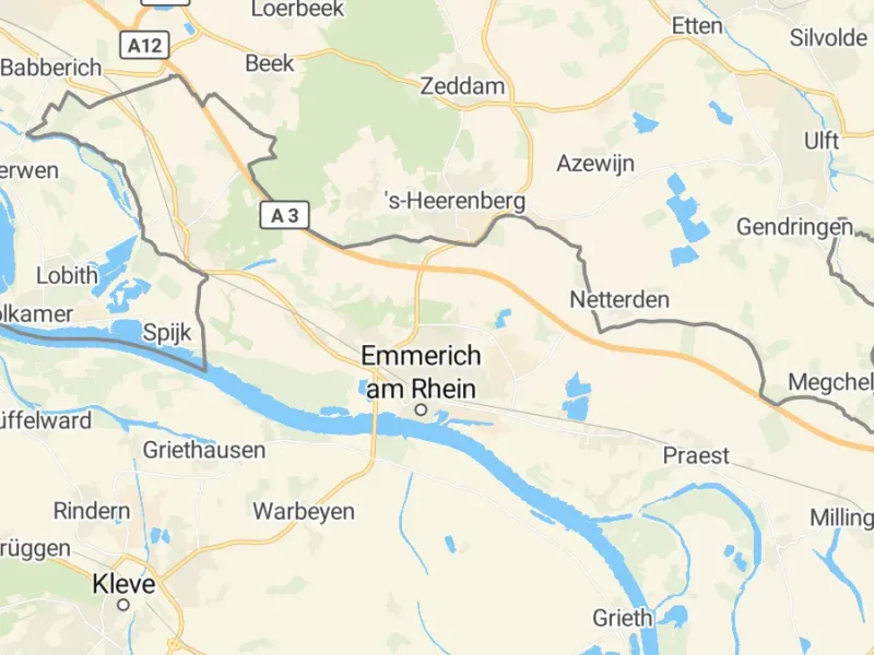 Karte des Einzugsgebiets, Autoverwertung Emmerich am Rhein