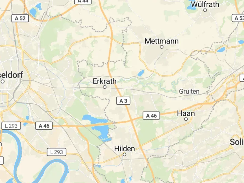 Karte des Einzugsgebiets, Autoverwertung Erkrath