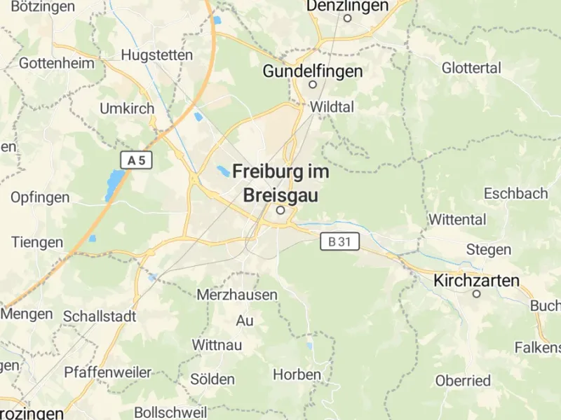 Karte des Einzugsgebiets, Autoverwertung Freiburg im Breisgau