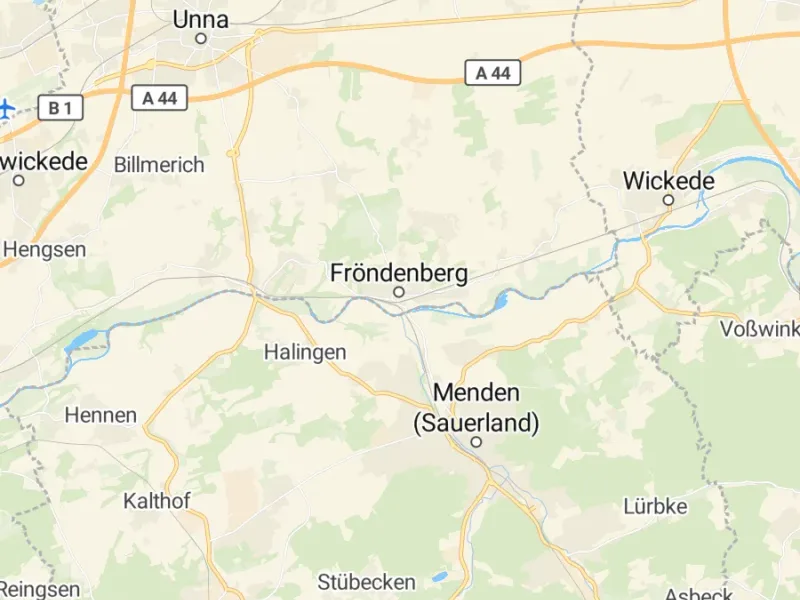 Karte des Einzugsgebiets, Autoverwertung Fröndenberg/Ruhr