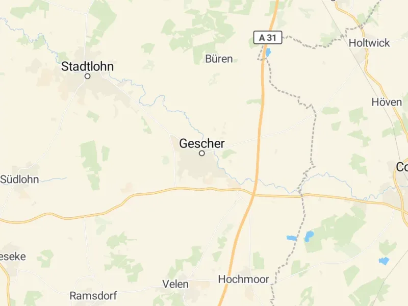 Karte des Einzugsgebiets, Autoverwertung Gescher