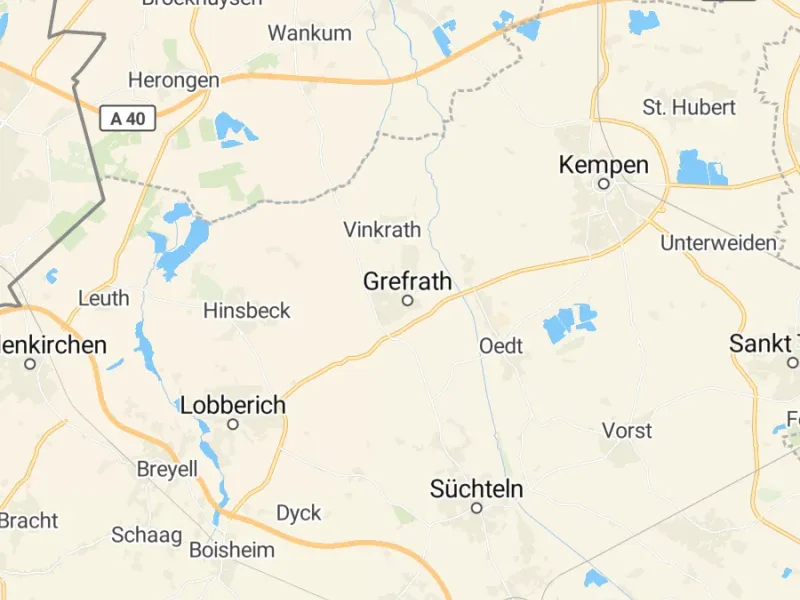 Karte des Einzugsgebiets, Autoverwertung Grefrath