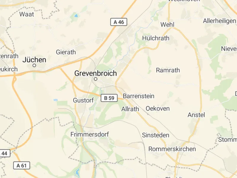 Karte des Einzugsgebiets, Autoverwertung Grevenbroich