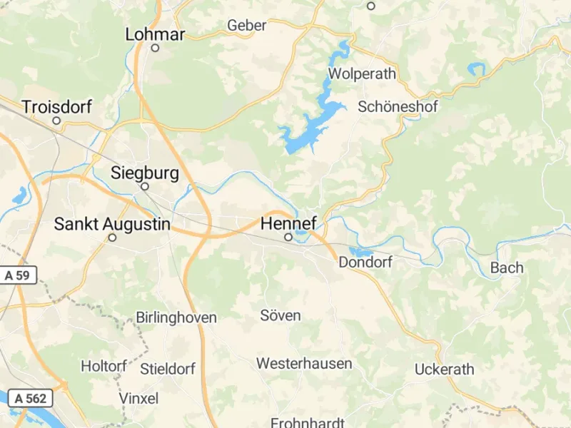 Karte des Einzugsgebiets, Autoverwertung Hennef