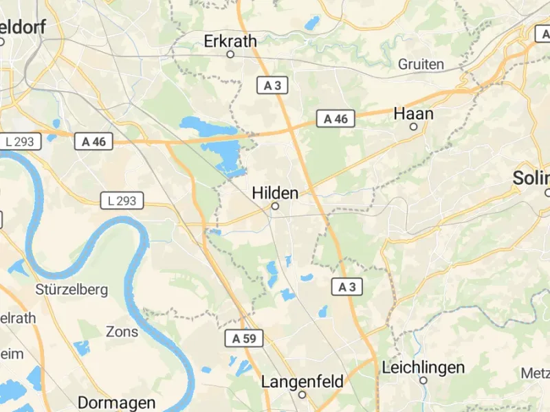 Karte des Einzugsgebiets, Autoverwertung Hilden