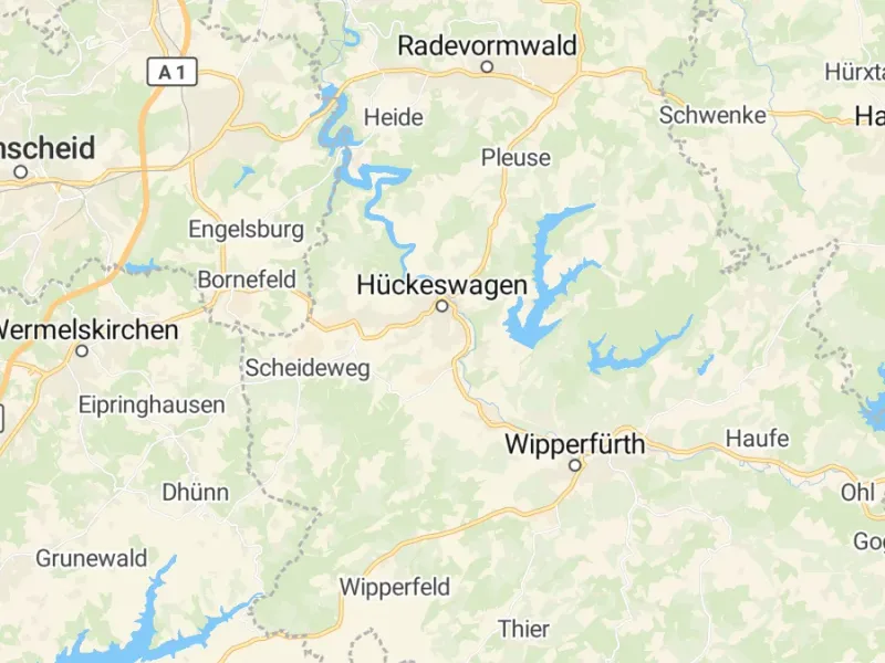 Karte des Einzugsgebiets, Autoverwertung Hückeswagen
