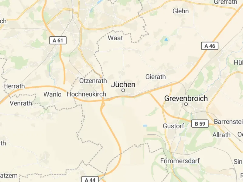 Karte des Einzugsgebiets, Autoverwertung Jüchen