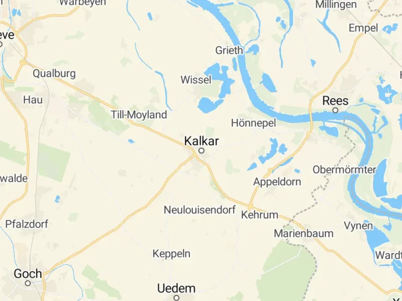 Karte des Einzugsgebiets, Autoverwertung Kalkar