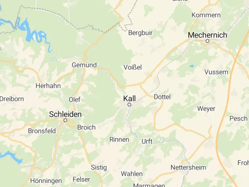 Karte des Einzugsgebiets, Autoverwertung Kall