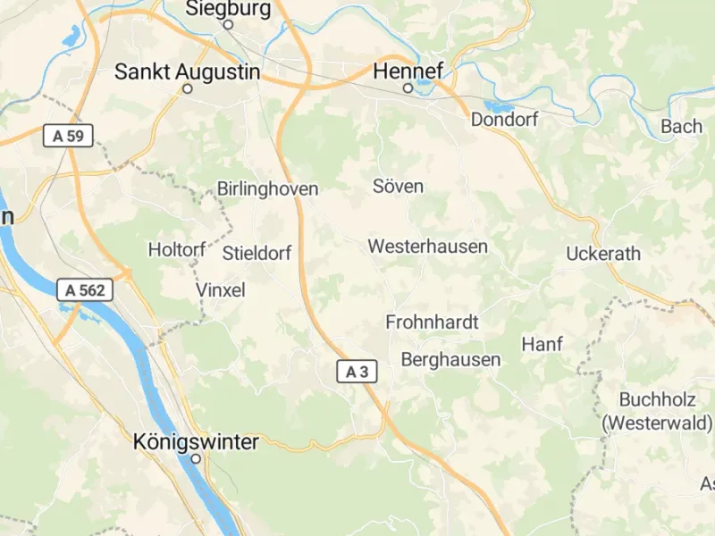 Karte des Einzugsgebiets, Autoverwertung Königswinter
