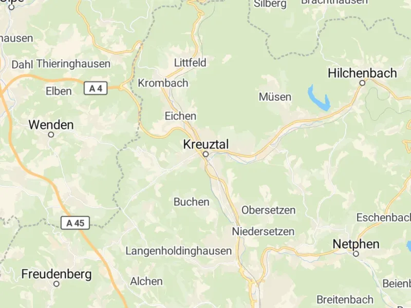 Karte des Einzugsgebiets, Autoverwertung Kreuztal