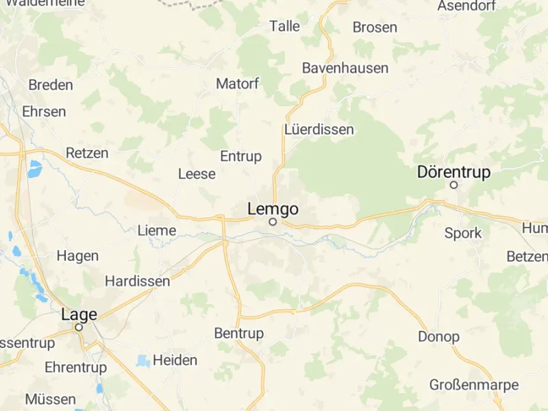Karte des Einzugsgebiets, Autoverwertung Lemgo