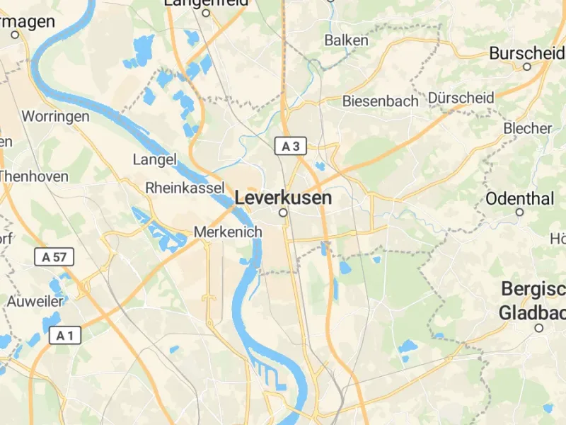 Karte des Einzugsgebiets, Autoverwertung Leverkusen