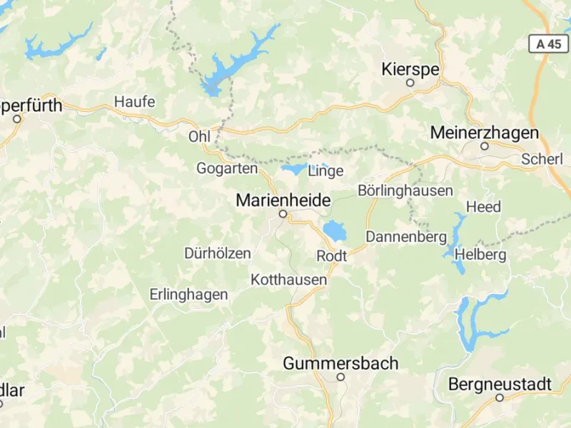 Karte des Einzugsgebiets, Autoverwertung Marienheide
