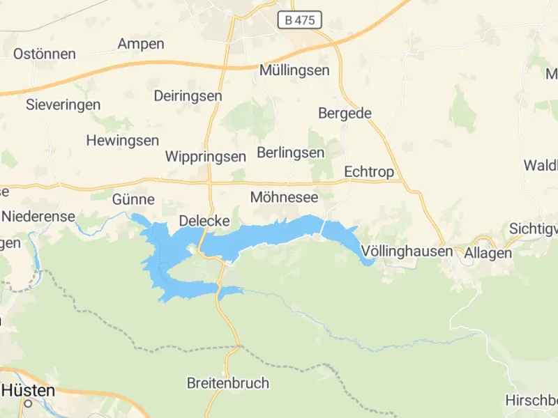 Karte des Einzugsgebiets, Autoverwertung Möhnesee