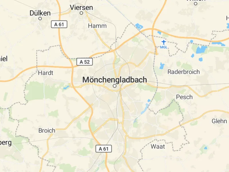 Karte des Einzugsgebiets, Autoverwertung Mönchengladbach