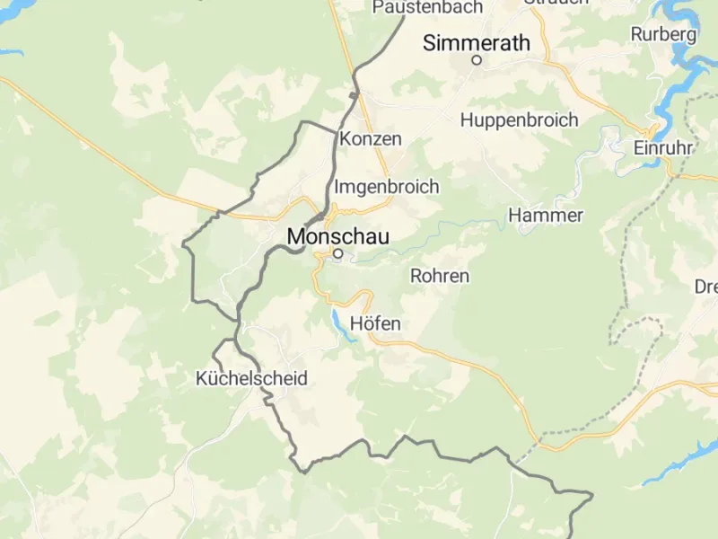 Karte des Einzugsgebiets, Autoverwertung Monschau