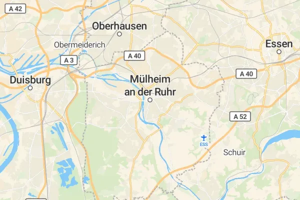 Karte von Mülheim an der Ruhr