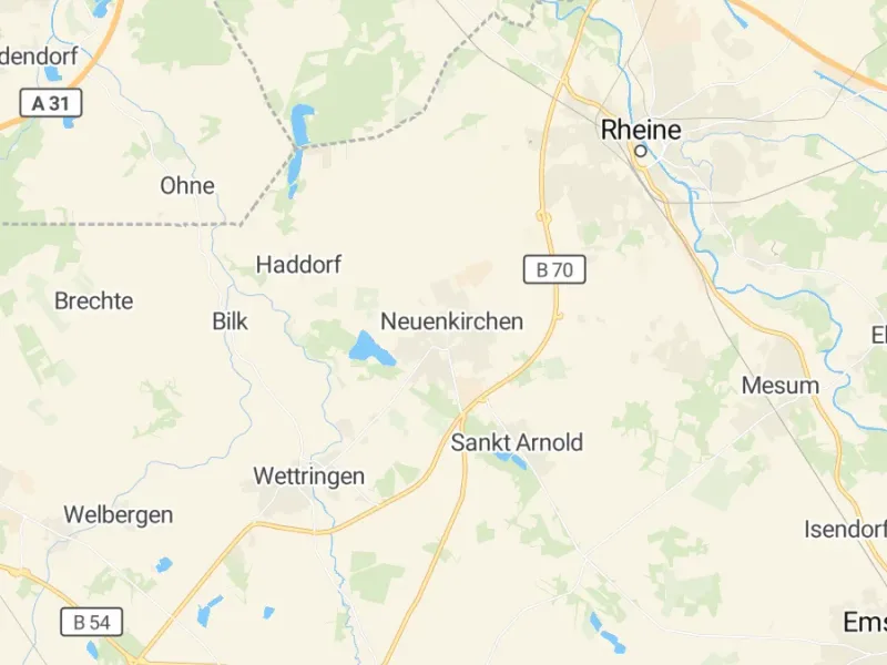 Karte des Einzugsgebiets, Autoverwertung Neuenkirchen