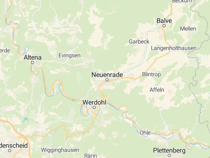 Karte des Einzugsgebiets, Autoverwertung Neuenrade