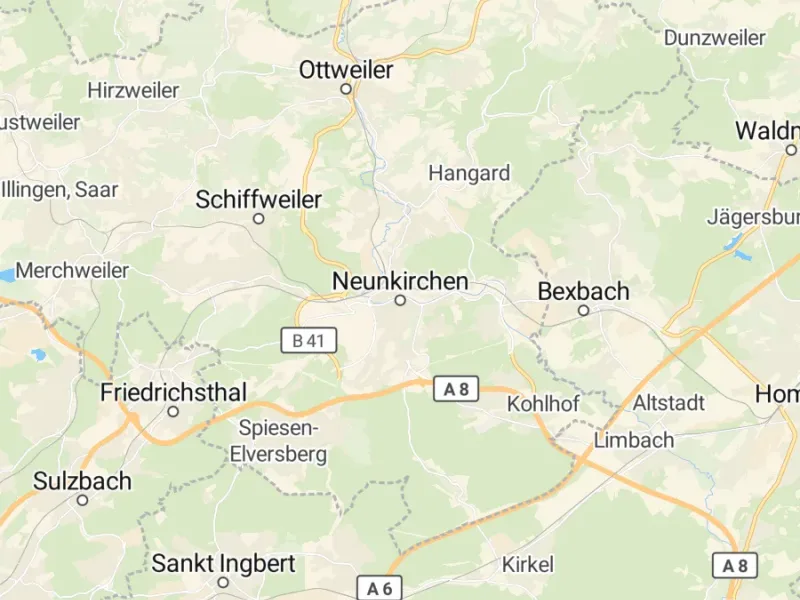 Karte des Einzugsgebiets, Autoverwertung Neunkirchen