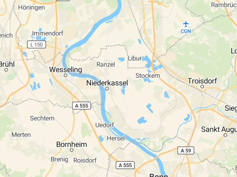 Karte des Einzugsgebiets, Autoverwertung Niederkassel