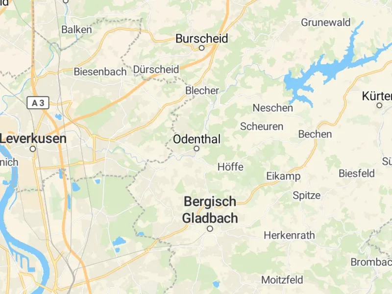 Karte des Einzugsgebiets, Autoverwertung Odenthal