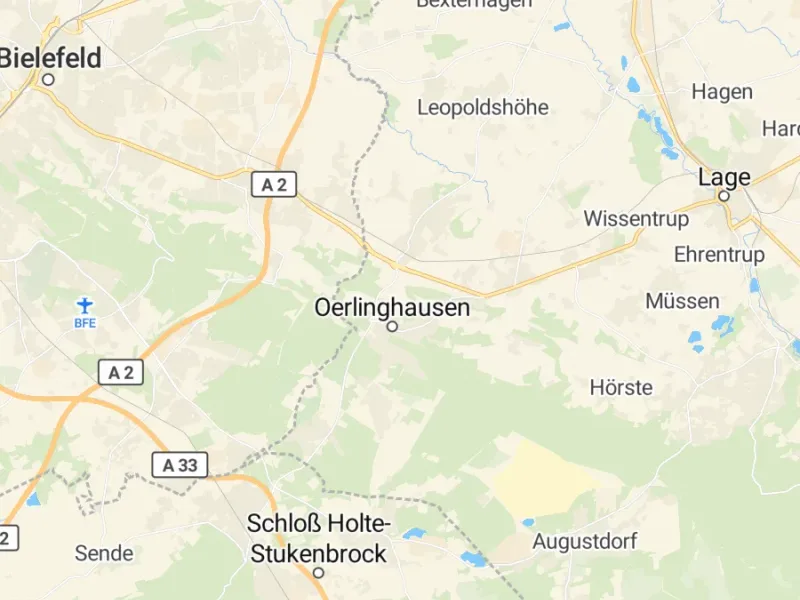 Karte des Einzugsgebiets, Autoverwertung Oerlinghausen