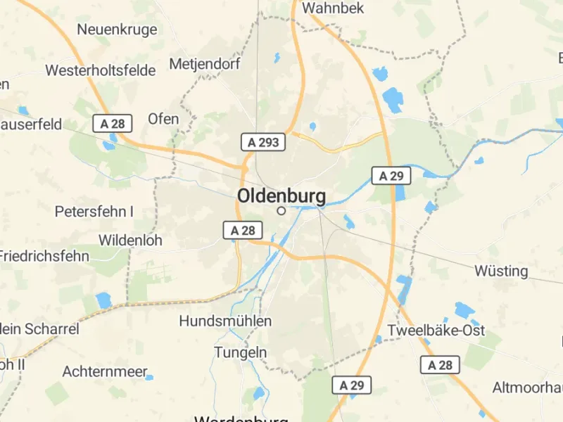 Karte des Einzugsgebiets, Autoverwertung Oldenburg