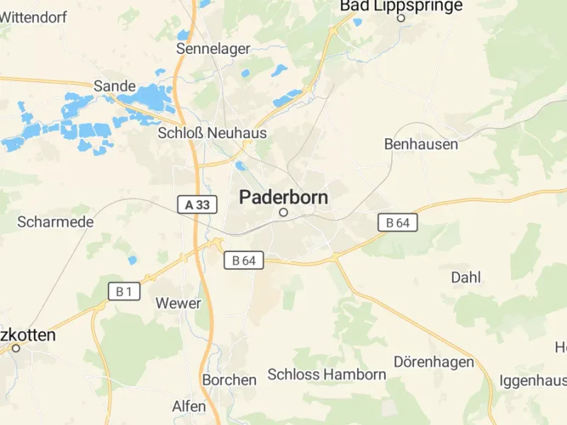 Karte des Einzugsgebiets, Autoverwertung Paderborn