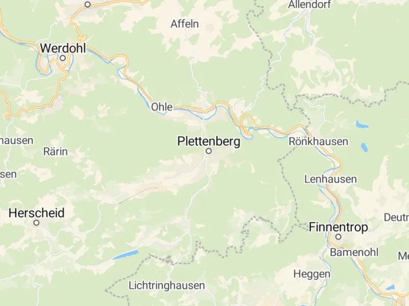 Karte des Einzugsgebiets, Autoverwertung Plettenberg