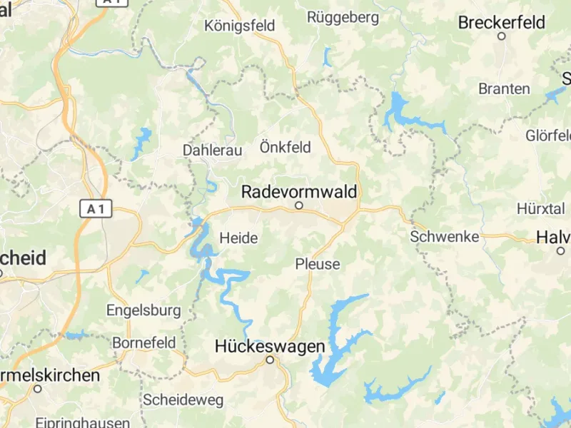 Karte des Einzugsgebiets, Autoverwertung Radevormwald